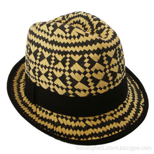 Women's Hand Woven Fedora with Cross Piece, Made of Paper Straw